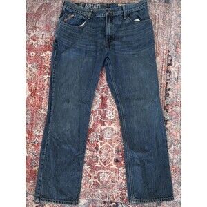 Ariat Men's Blue Denim Relaxed Fit Bootcut Jeans Medium Wash 5-Pocket Button